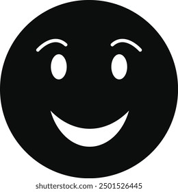 Black Silhouette of Emoticon. Flat Vector Illustration. 