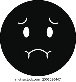 Black Silhouette of Emoticon. Flat Vector Illustration. 