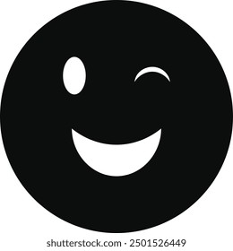 Black Silhouette of Emoticon. Flat Vector Illustration. 