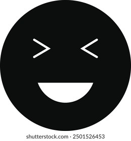 Black Silhouette of Emoticon. Flat Vector Illustration. 