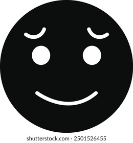 Black Silhouette of Emoticon. Flat Vector Illustration. 