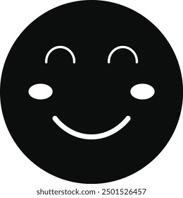 Black Silhouette of Emoticon. Flat Vector Illustration. 