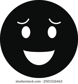 Black Silhouette of Emoticon. Flat Vector Illustration. 