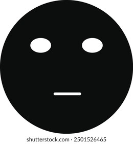 Black Silhouette of Emoticon. Flat Vector Illustration. 