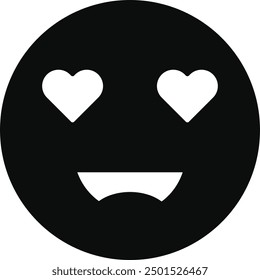 Black Silhouette of Emoticon. Flat Vector Illustration. 