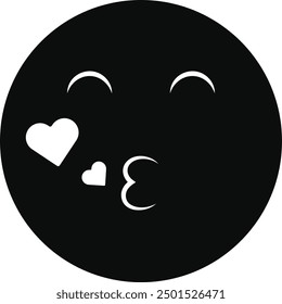 Black Silhouette of Emoticon. Flat Vector Illustration. 