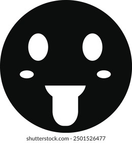 Black Silhouette of Emoticon. Flat Vector Illustration. 