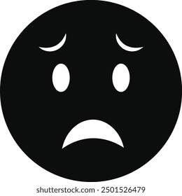 Black Silhouette of Emoticon. Flat Vector Illustration. 