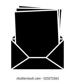 black silhouette envelope opened with multiple sheets