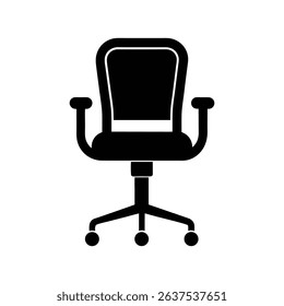 Black silhouette of an ergonomic office chair. Minimalist icon design perfect for business