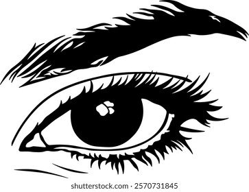 black silhouette of eyes with eyebrows without background