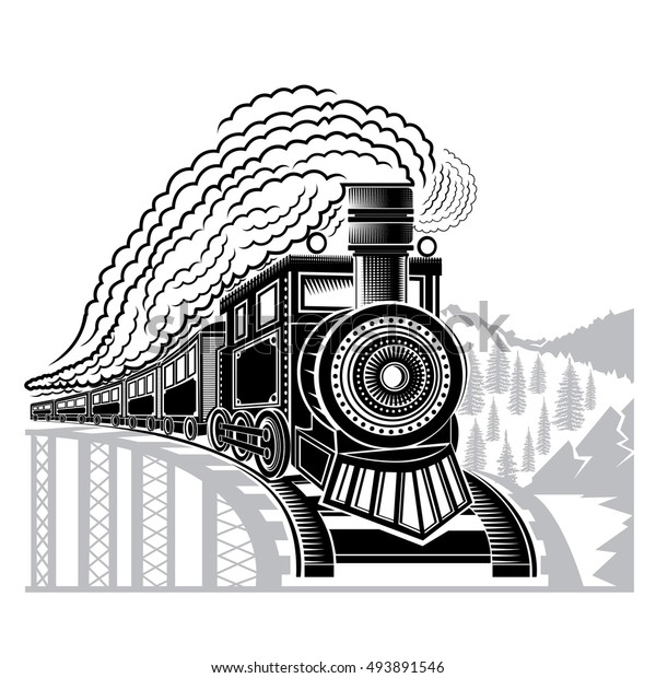 Black Silhouette Face Old Locomotive Smoke Stock Vector (Royalty Free ...