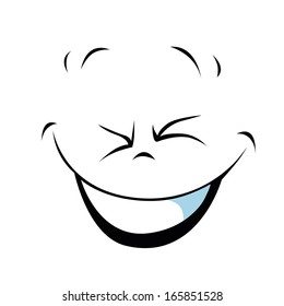 a black silhouette of a face smiling in white background