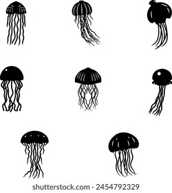 
black silhouette fajelly fish side view