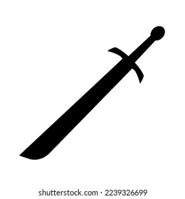 Black silhouette of falchion sword in vector. Medieval knightly weapons in vector isolated on a white background.