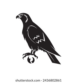 black silhouette of a Falcon with thick outline side view isolated