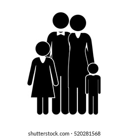 black silhouette of family nucleus