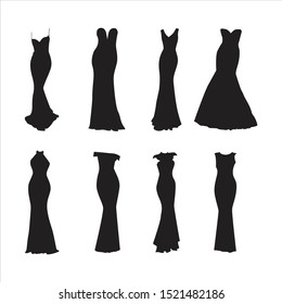 Black Silhouette Fashion Dress Woman Female Logo Icon template - vector 