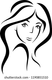 Black silhouette Fashion Girl Strait Looking at you with beautiful hair