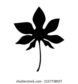 Black silhouette of Fatsia japonica leaf. Flower. Simple vector illustration.