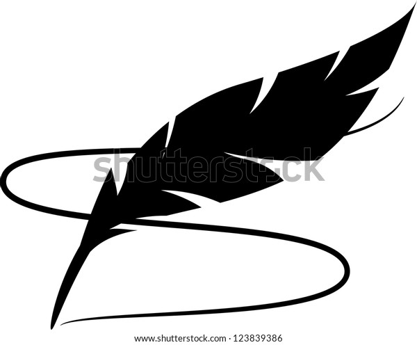 Black Silhouette Feather Line Stock Vector (Royalty Free) 123839386