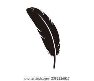 Black silhouette of Feather, vector illustration isolated on white background, eps