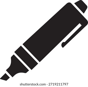 silhueta preta de um marcador de ponta de feltro ou caneta marca-texto isolado no fundo branco para escritório e artigos de papelaria conceito