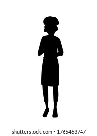 Black silhouette of female chef cook or professional bakery cartoon character design flat vector illustration isolated on white background