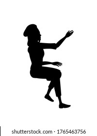 Black silhouette of female chef cook or professional bakery cartoon character design flat vector illustration isolated on white background