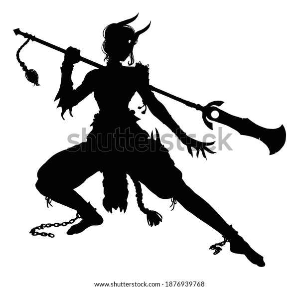 Black Silhouette Female Demon Martial Artist Stock Vector (Royalty Free ...