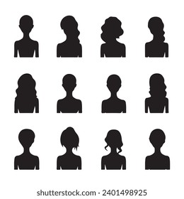 A black silhouette Female Symbol set