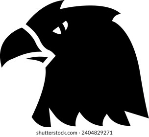 Black silhouette of a fierce eagle head on a white background.
