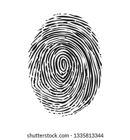 Black silhouette of fingerprint vector illustration. Fingerprint scan.