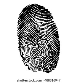 Black silhouette of fingerprint vector illustration, fingerprint icon, fingerprint scan