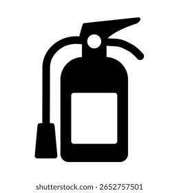 A black silhouette of a fire extinguisher, ideal for safety-related designs and emergency preparedness materials in various environments.