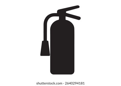 A black silhouette of a fire extinguisher on white background