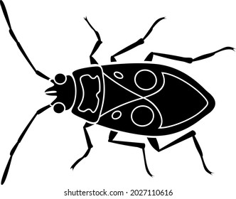 Silueta negra de Firebug (Pyrrhocoris apterus) aislada en fondo blanco