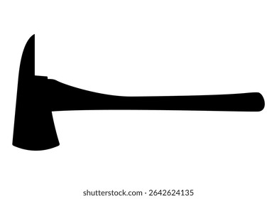 Silhueta preta do machado de bombeiro no fundo branco. Imagem de clipart isolada no plano de fundo.