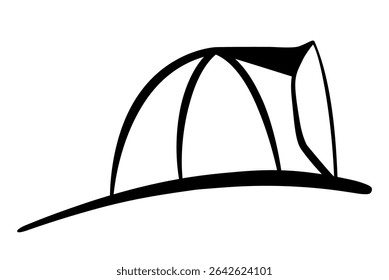 Black silhouette of firefighter helmet in side view vector icon. Clipart image isolated on background.