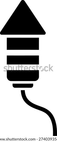 Black silhouette of a firework rocket or firecracker with a fuse, ready for celebration or explosive action.