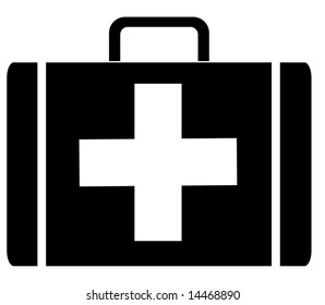 black silhouette of a first aid case - vector illustration