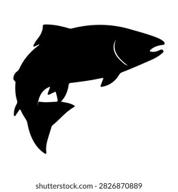 A black silhouette of a fish with a crescent moon on its body, set against a plain background, emphasizing aquatic life and celestial themes.