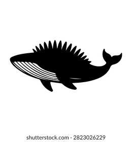 A black silhouette of a fish featuring prominent spines and fins, set against a plain background, highlighting its unique shape and structure.