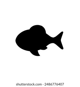 Black silhouette of fish isolated on white background. Vector illustration.