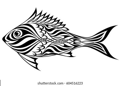 Download Similar Images, Stock Photos & Vectors of Tribal art style illustration of a giant trevally ...