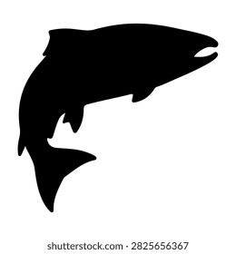A black silhouette of a fish in profile, emphasizing its shape and fins, suitable for marine, aquatic, or nature-themed projects.