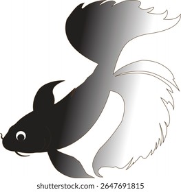 
Black silhouette of a fish showcasing detailed