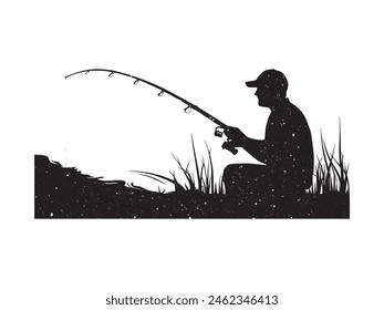 A black silhouette of a fish vector clip art. Design element for logo, boat, fishing hook, Fishing rod. Fish vector illustration. Vector template for Fishing.