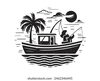 A black silhouette of a fish vector clip art. Design element for logo, boat, fishing hook, Fishing rod. Fish vector illustration. Vector template for Fishing.