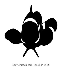 A black silhouette of a fish wearing a backpack, highlighting marine life and travel or adventure themes in aquatic environments.
